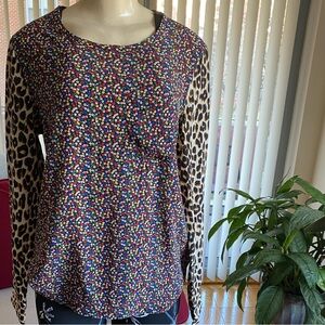 Equipment Femme Floral Multi Color Long Sleeve 100% Silk Blouse Size Small.